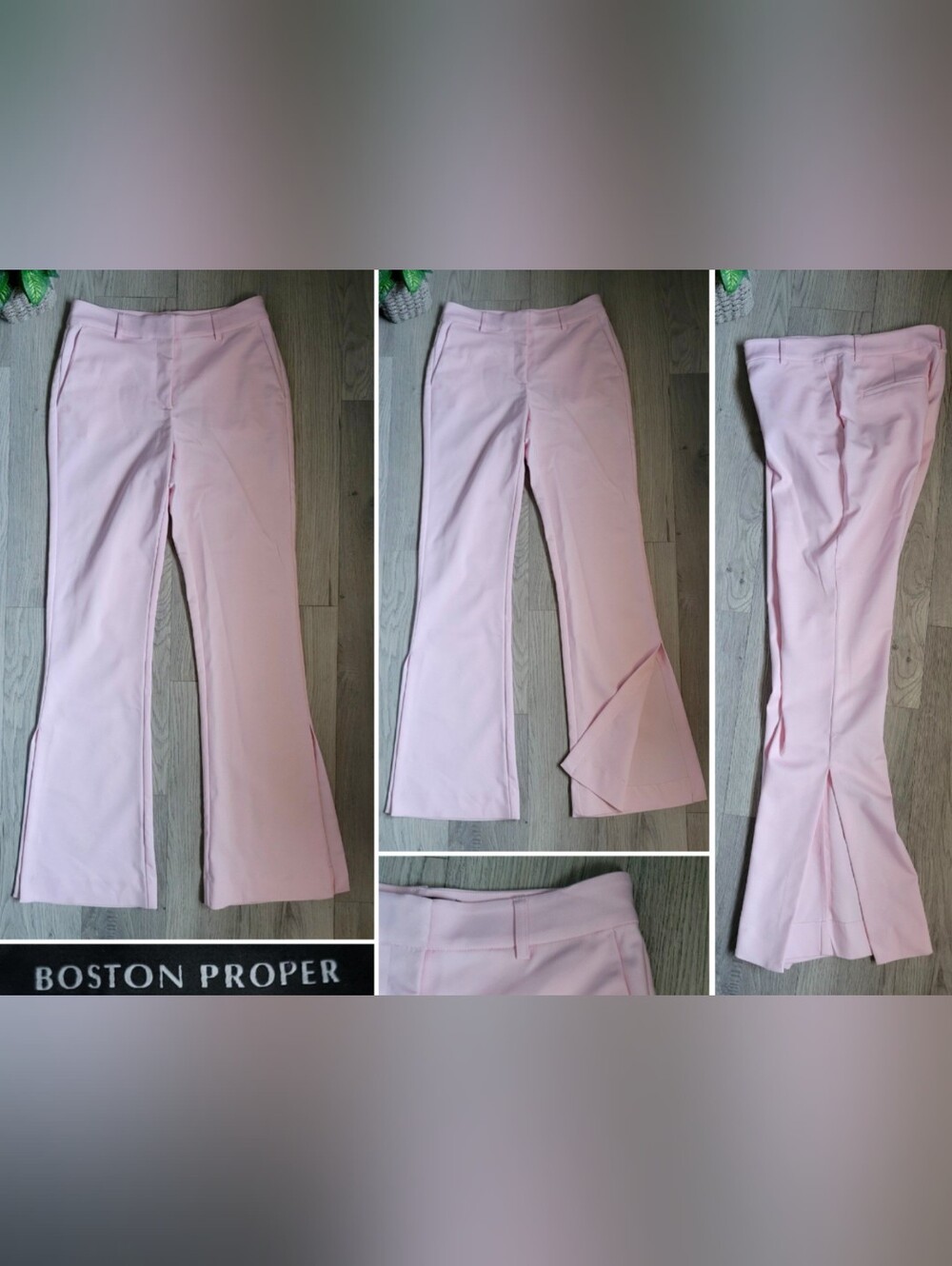 Boston Proper Monterey Modern Bootcut Side-Slit Trouser Pants Ballerina Pink, 4